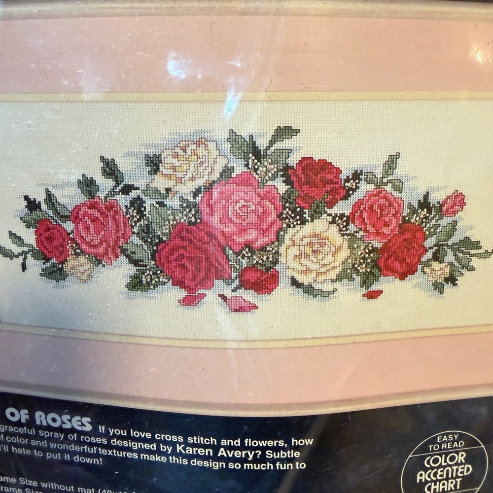 Dimensions Spray of Roses Counted Cross Stitch Kit Karen‎ Avery 1989 Floral New